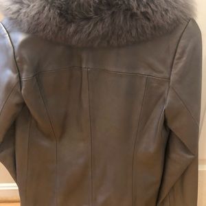 Fox fur leather coat